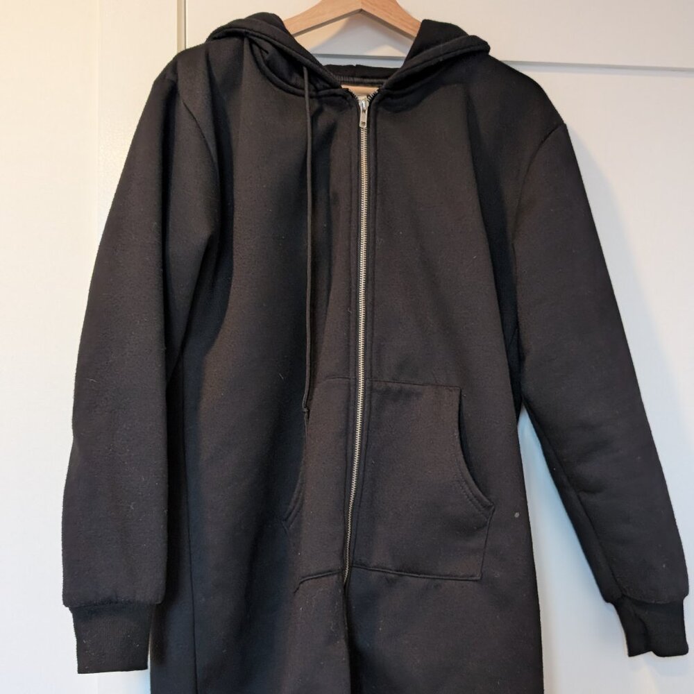 Black zip up light jacket with hood